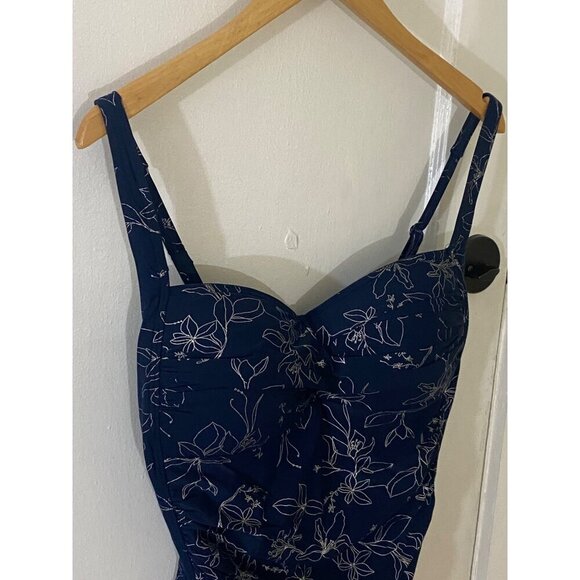 NipTuck Swim Women's One Piece Navy Blue Silver Floral Swim Suit - 12 - Picture 3 of 14
